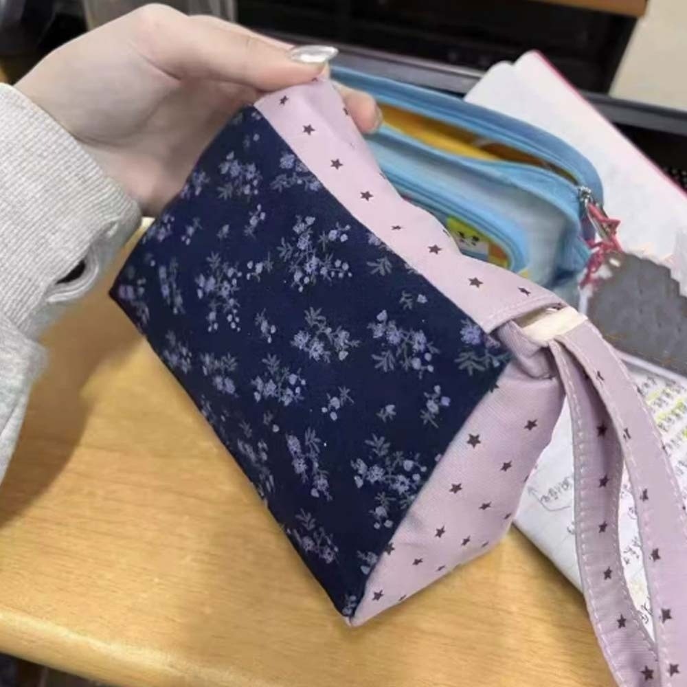 Purple Print Floral Makeup Bag - The Korean Lifestyle 评论和价格
