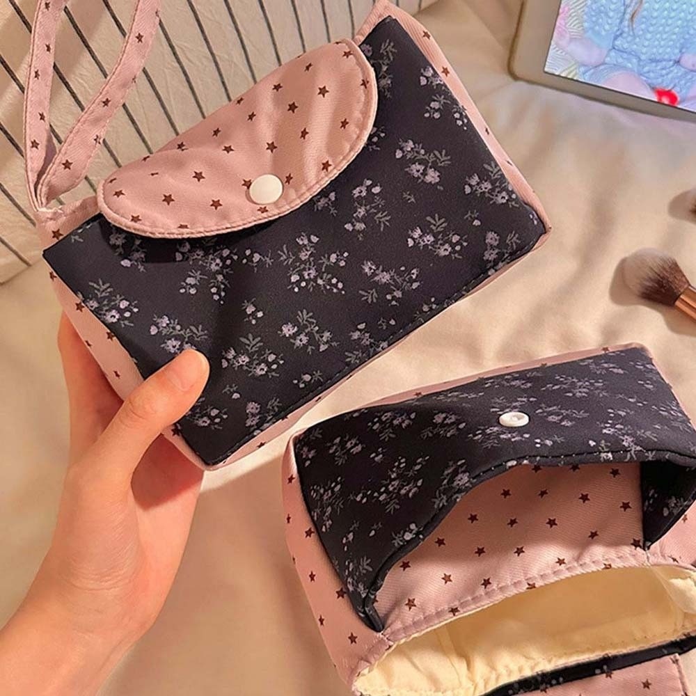 Purple Print Floral Makeup Bag - The Korean Lifestyle 评论和价格