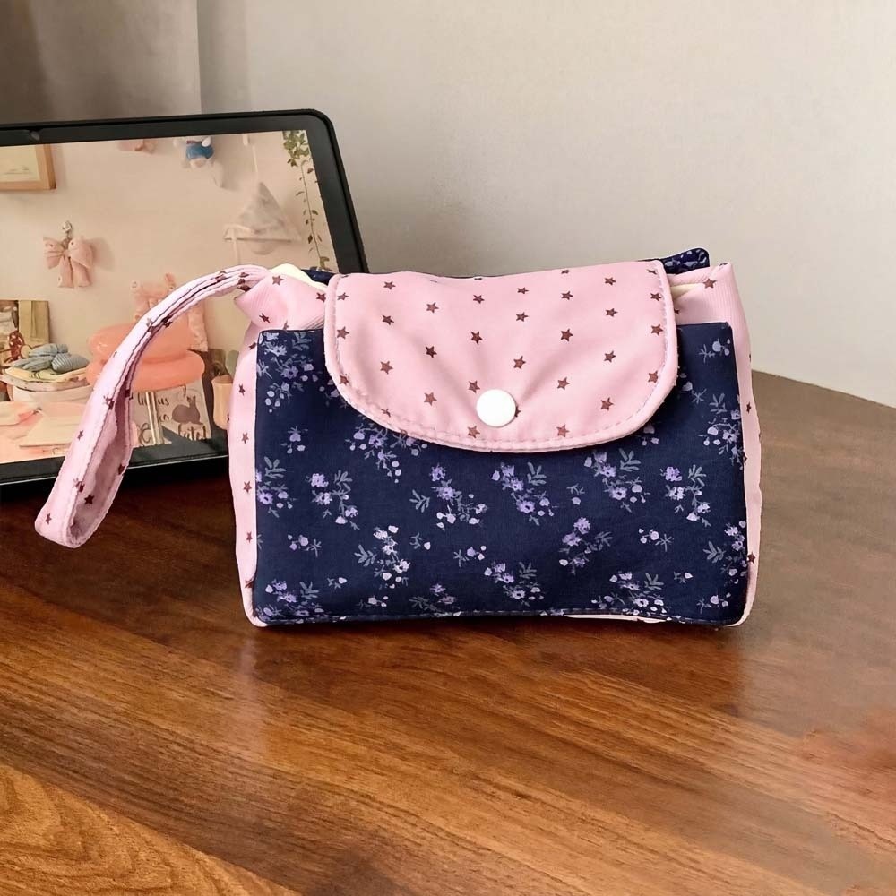Purple Print Floral Makeup Bag - The Korean Lifestyle 评论和价格