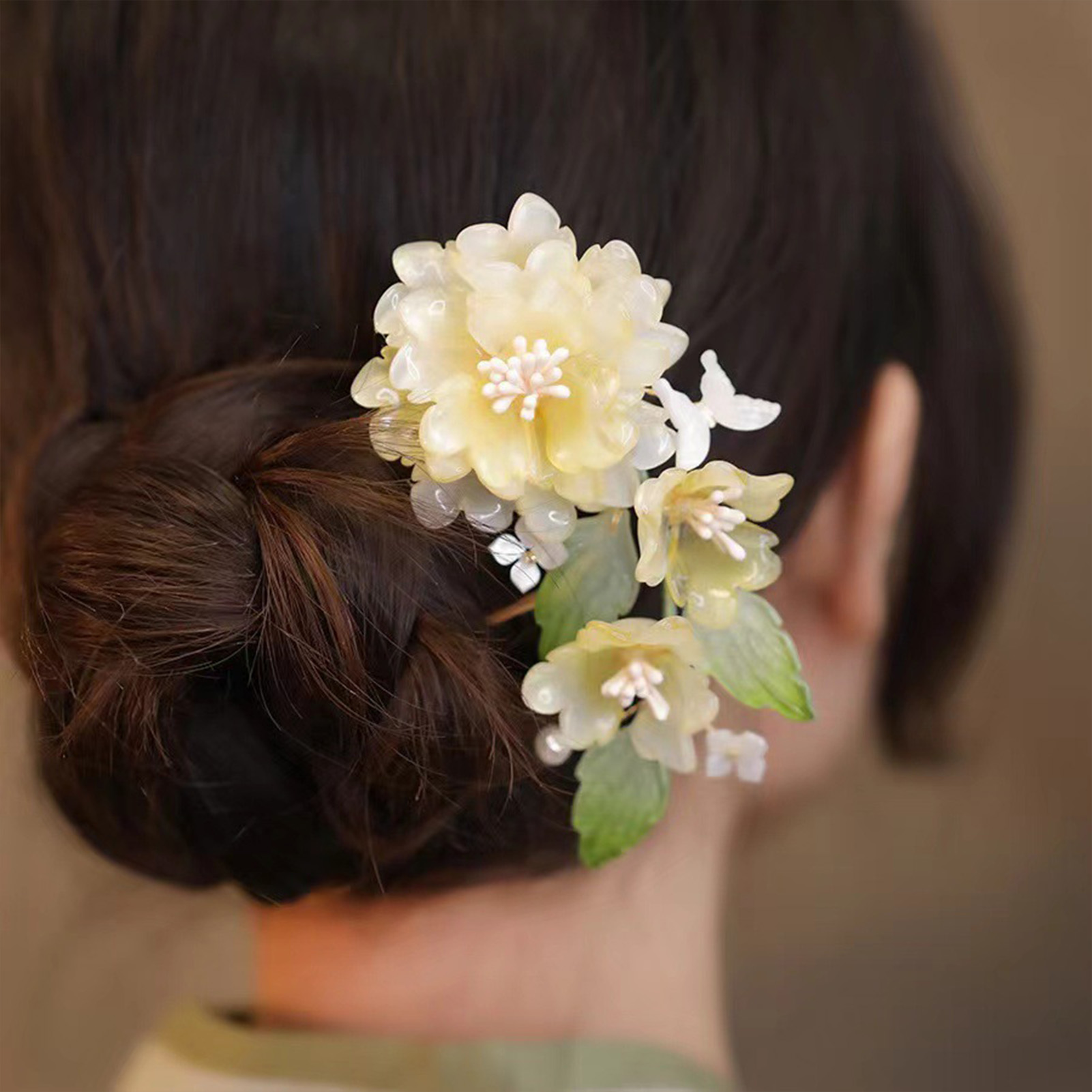 Flower U-shaped Hairpin Chines - Hanbok Hair Pin 评论和价格
