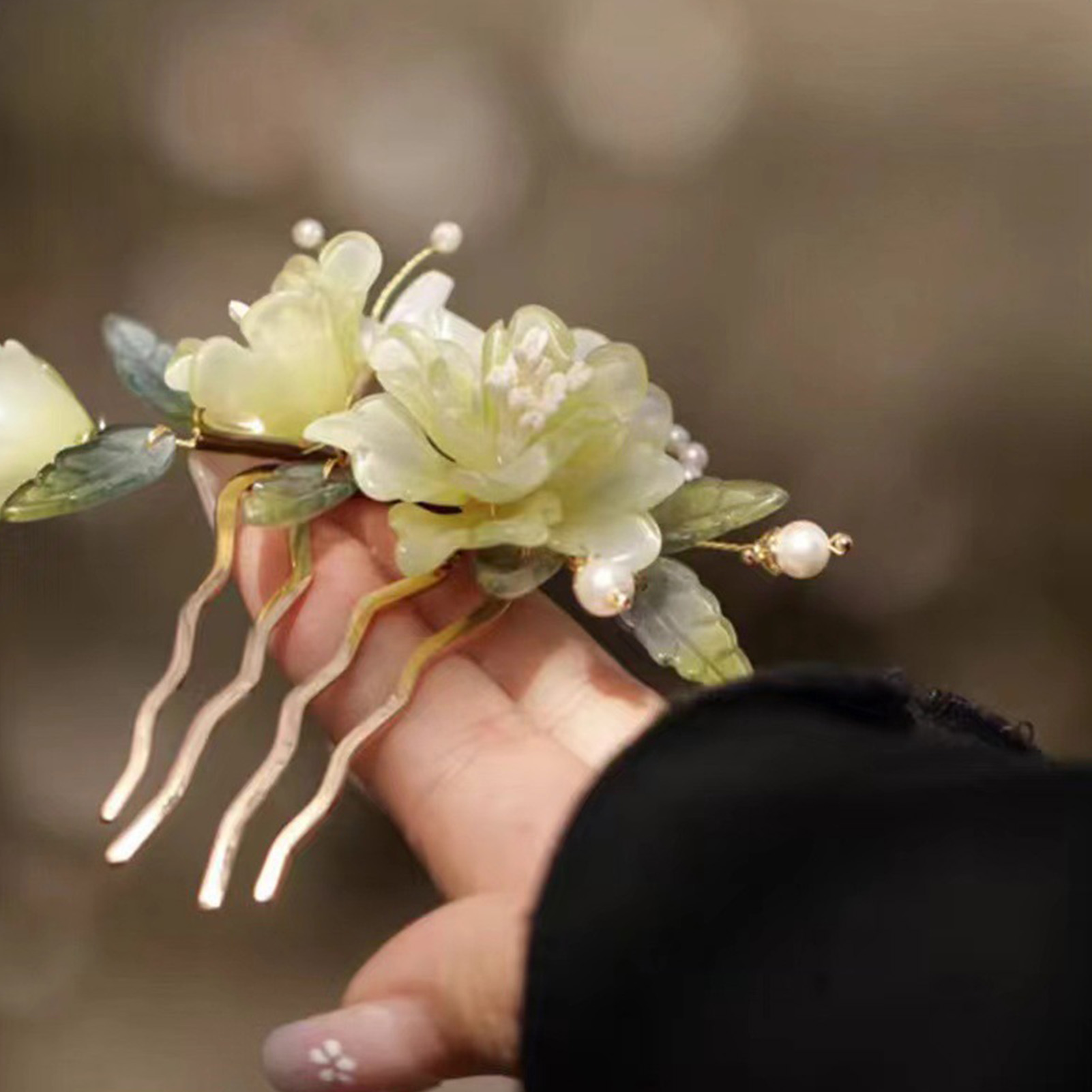 Flower U-shaped Hairpin Chines - Hanbok Hair Pin 评论和价格